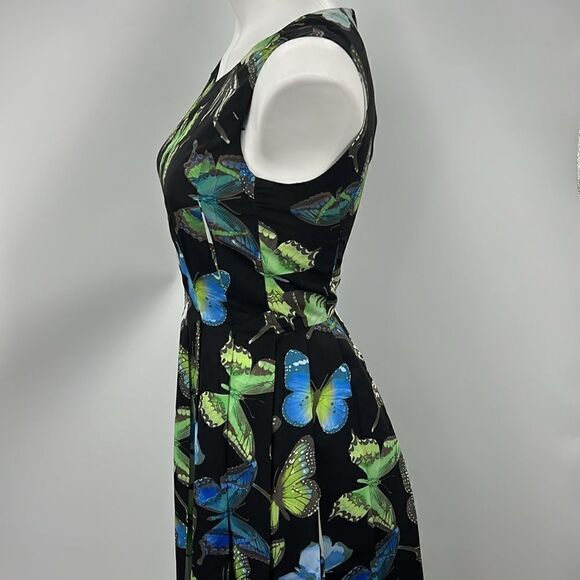Ted Baker pleated XS butterfly print sleeveless dress - Picture 4 of 8